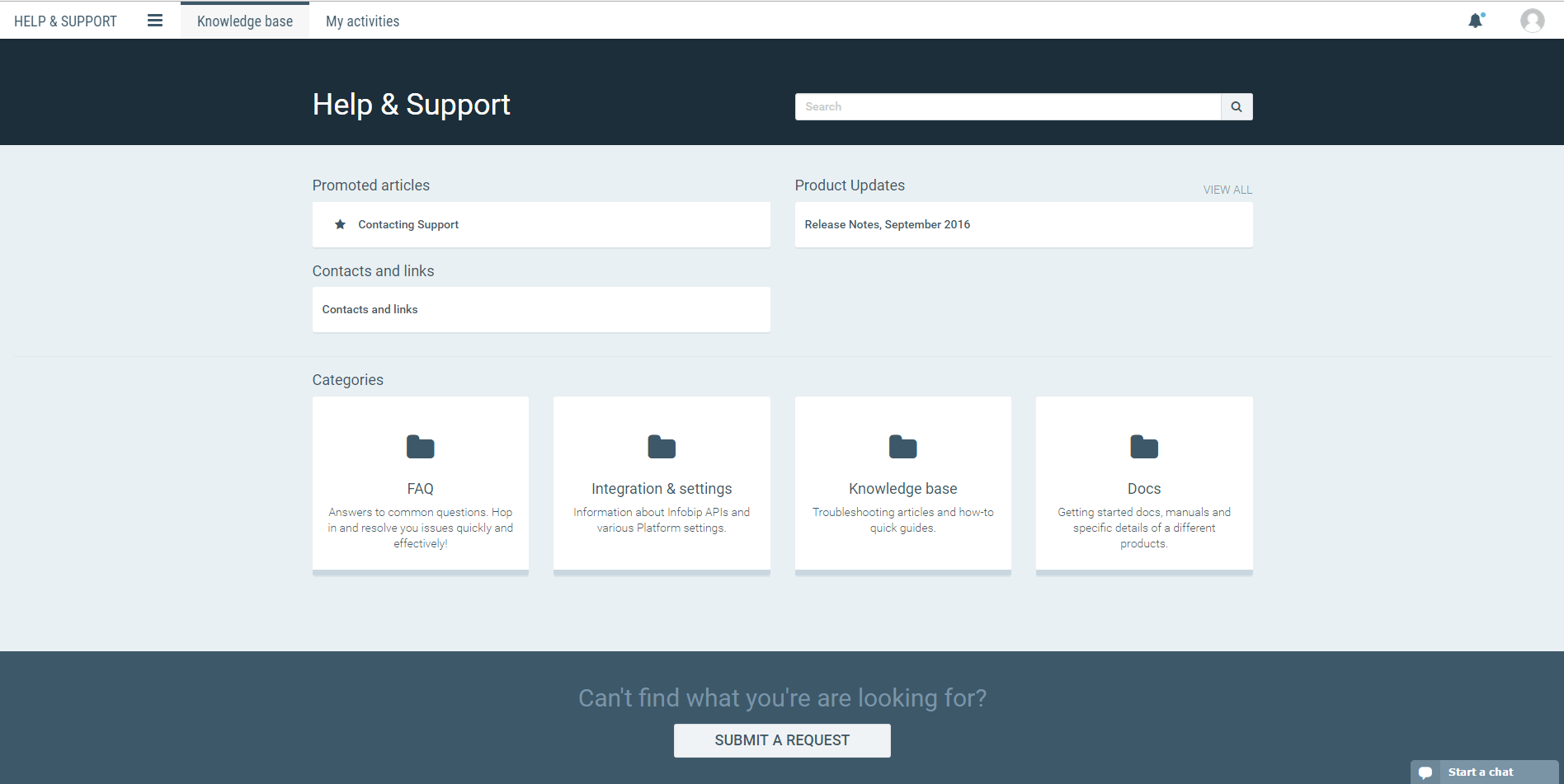 Infobip help and support screenshot