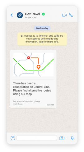 example of WhatsApp media message templates in travel