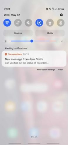 Example of Conversations push notification for agents